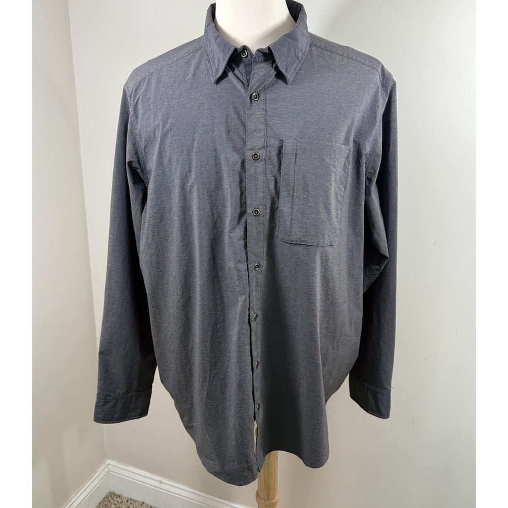 Swiss Tech Shirt Men 3XL Charcoal Stretch Long Sleeve Pocket Classic Button-Up